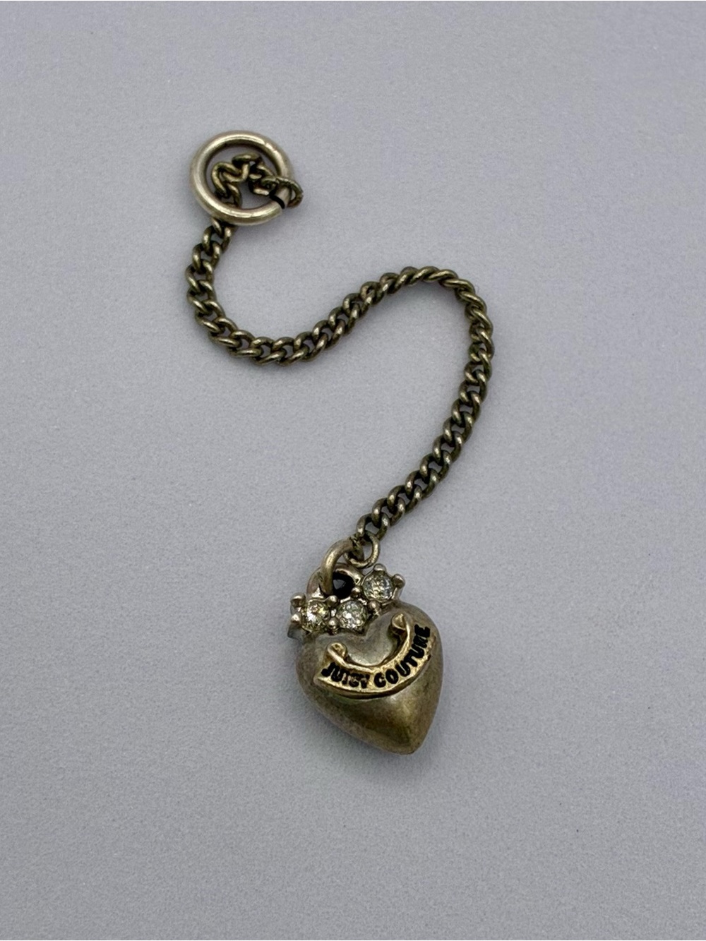 Vintage Y2K Juicy Couture Silver-Tone Heart Dangle Charm Pendant
